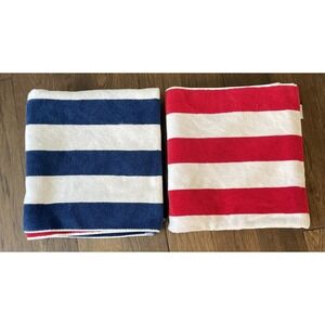 Charisma Resort Reversible Red Blue Stripped Beach Towel Lake Sun XL--Qty 2